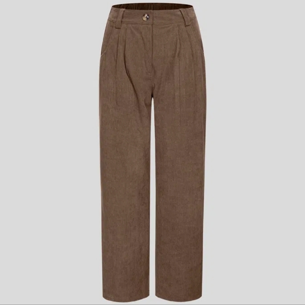 HALARA Chocolate Brown Corduroy Wide-Leg Trousers
